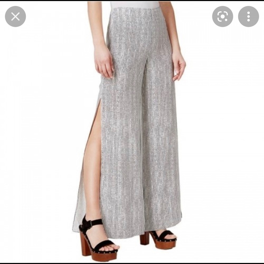 (3 for $25) Guess White & Black Rayon Striped Open Leg Palazzo Pant